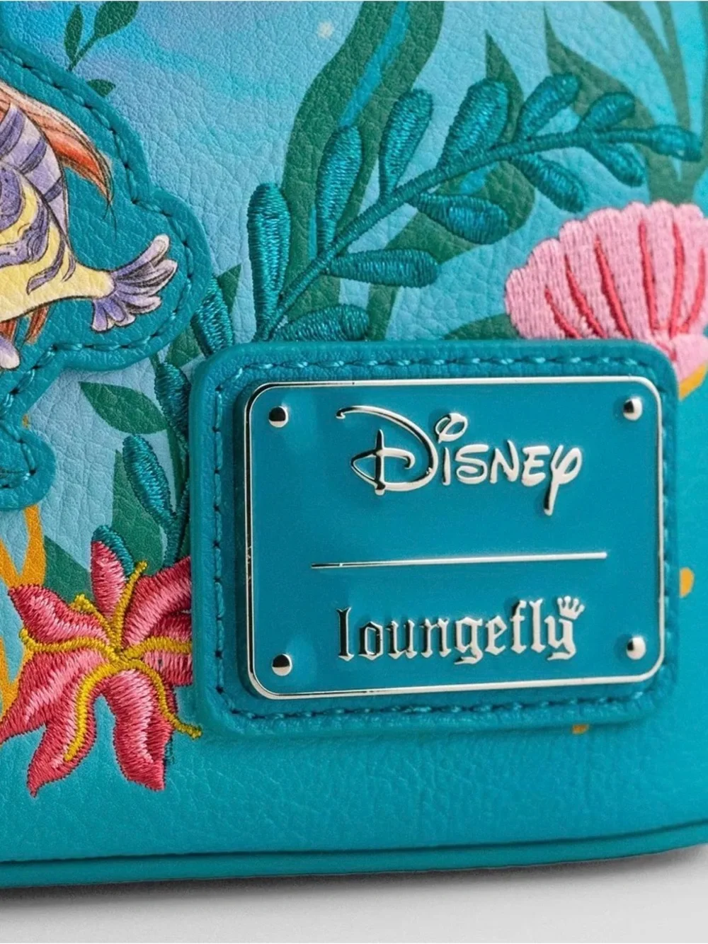 NEW Loungefly Disney Little Mermaid ARIEL Atlantica Flounder Kisslock Backpack